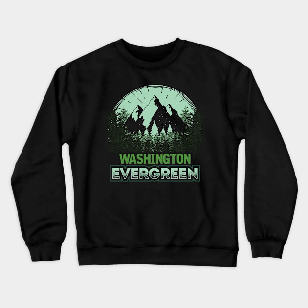 Washington Evergreen Mountain Graphic Crewneck Sweatshirt by jaybeebrands